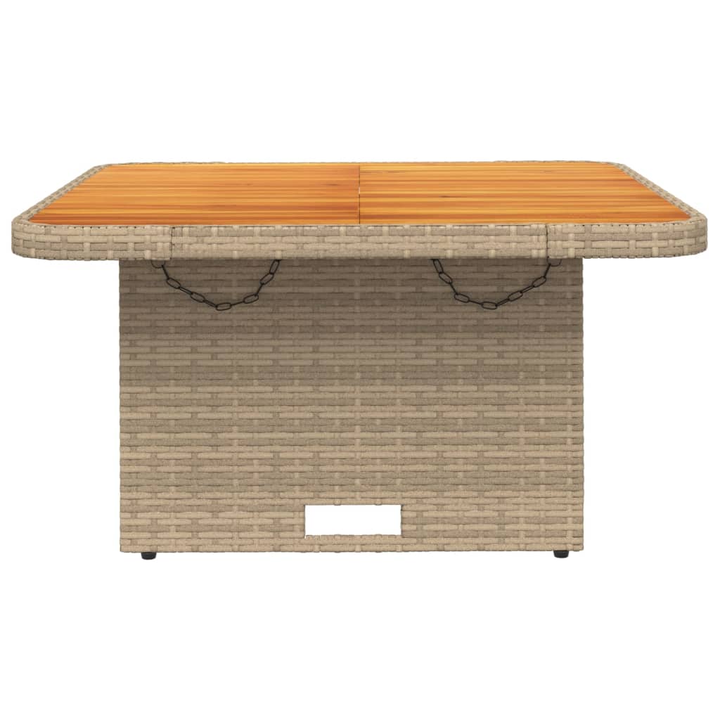 vidaXL Sodo stalas, smėlio, 80x80x71cm, poliratanas/akacijos mediena