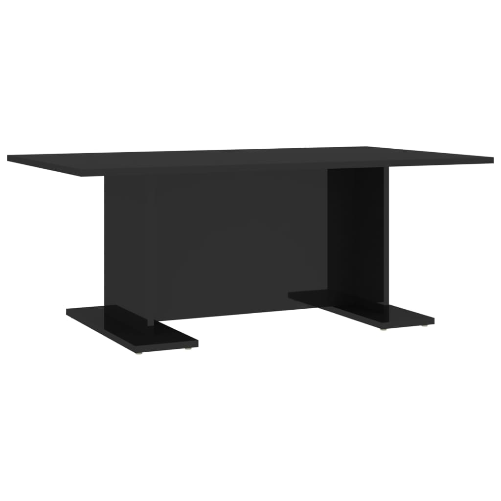 vidaXL Kavos staliukas, juodos spalvos, 103,5x60x40cm, MDP, blizgus