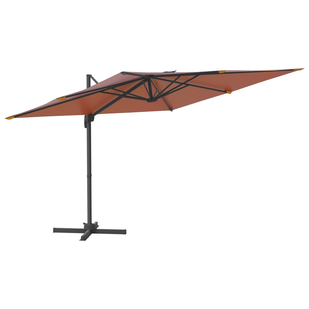vidaXL Gembės formos skėtis su LED, terakota spalvos, 400x300cm