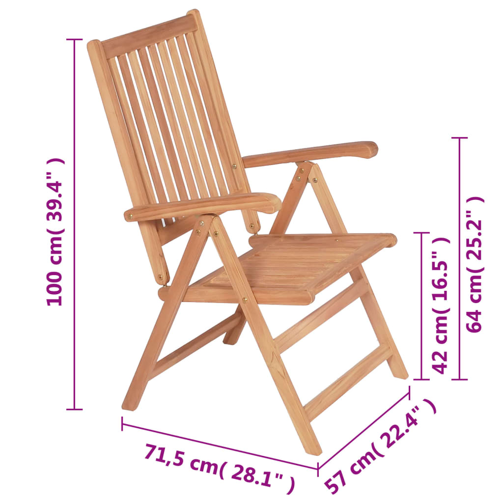 vidaXL Atlošiamos sodo kėdės, 2 vnt., tikmedžio mediena