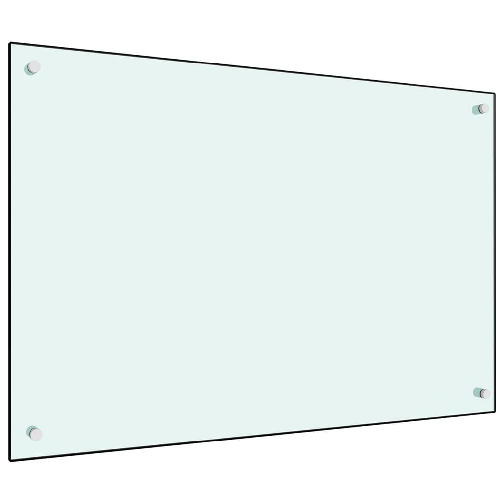 vidaXL Virtuvės sienelė, baltos spalvos, 90x60cm, grūdintas stiklas