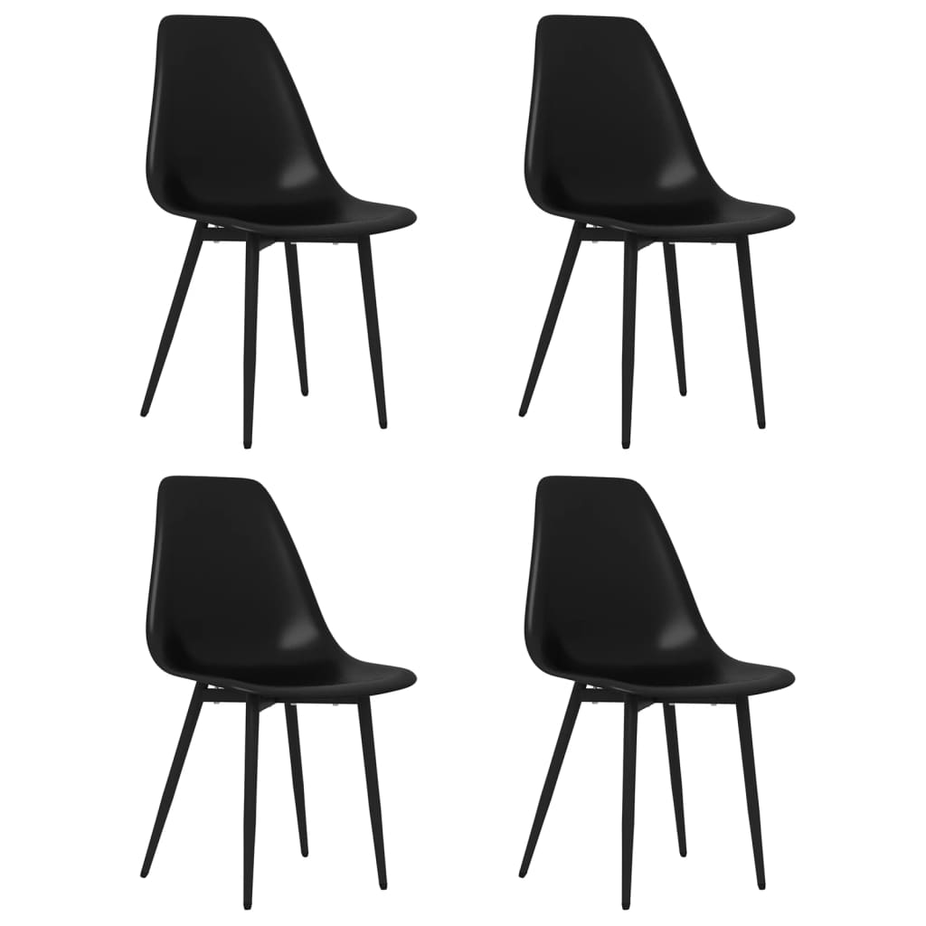 vidaXL Valgomojo kėdės, 4vnt., juodos spalvos, PP