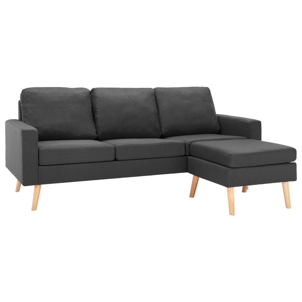 vidaXL Trivietė sofa su pakoja, tamsiai pilkos spalvos, audinys