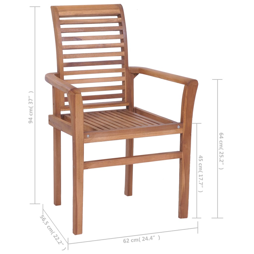 vidaXL Sudedamos valgomojo kėdės, 8vnt., tikmedžio medienos masyvas