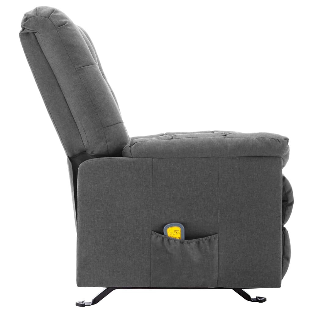 vidaXL Atlošiamas masažinis krėslas, šviesiai pilkos spalvos, audinys