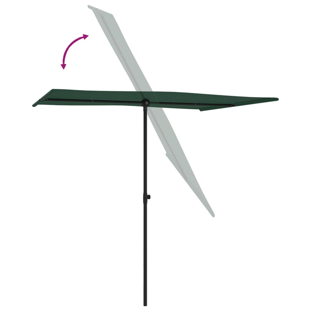 vidaXL Lauko skėtis su aliuminio stulpu, žalios spalvos, 2x1,5m
