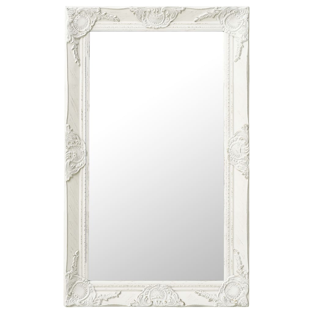 vidaXL Sieninis veidrodis, baltas, 50x80cm, barokinis stilius