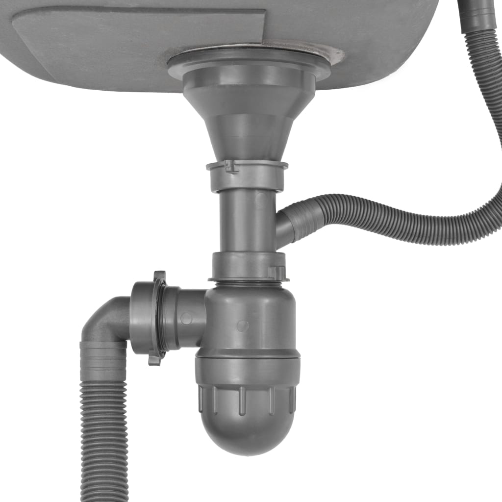 vidaXL Virtuvinė kriauklė su ventiliu ir sifonu, nerūdijantis plienas