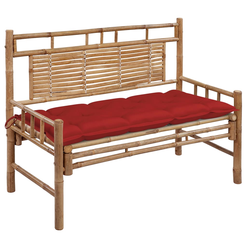 vidaXL Sodo suoliukas su pagalvėle, 120cm, bambukas (41504+314950)