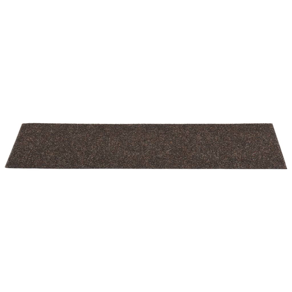 vidaXL Lipnūs laiptų kilimėliai, 15vnt., tamsiai rudi, 76x20cm
