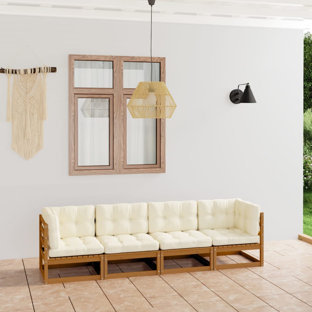 vidaXL Keturvietė sodo sofa su pagalvėlėmis, pušies medienos masyvas