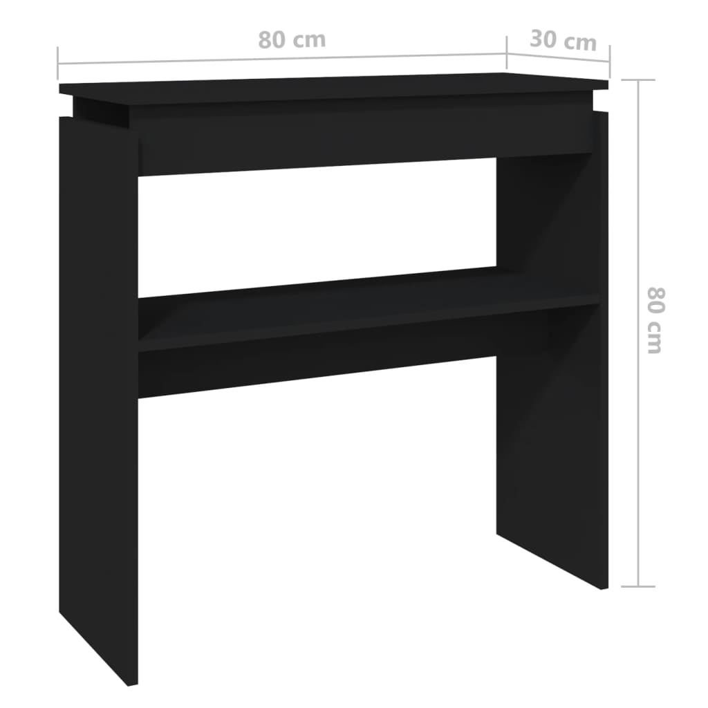 vidaXL Konsolinis staliukas, juodos spalvos, 80x30x80cm, MDP