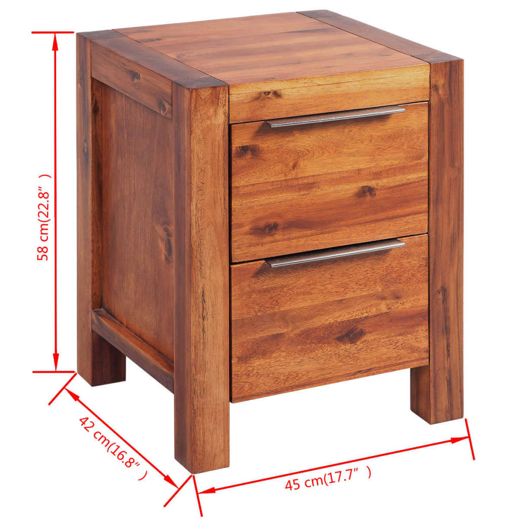 vidaXL Naktinis staliukas, akacijos mediena, rudas, 45x42x58 cm