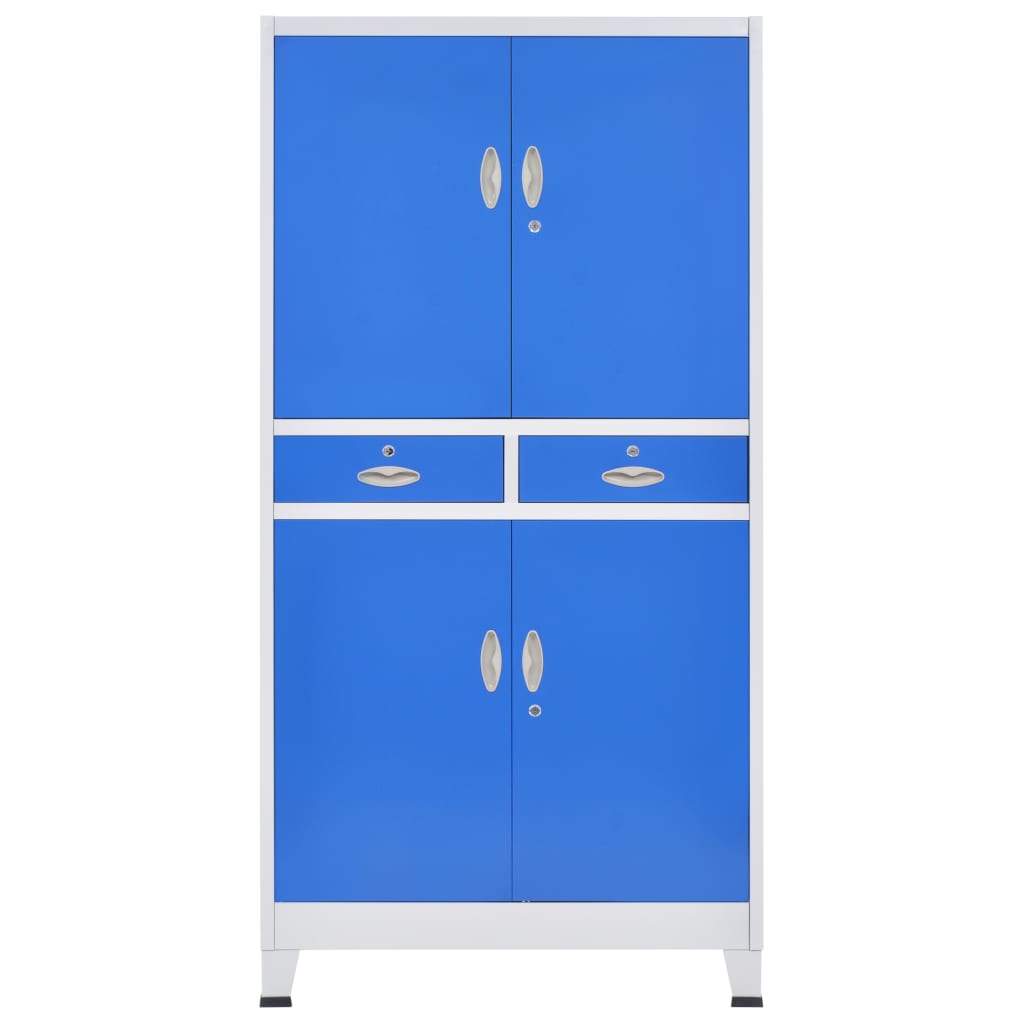 vidaXL Biuro spintelė su 4 dur., metalas, 90x40x180cm, pilka ir mėlyna