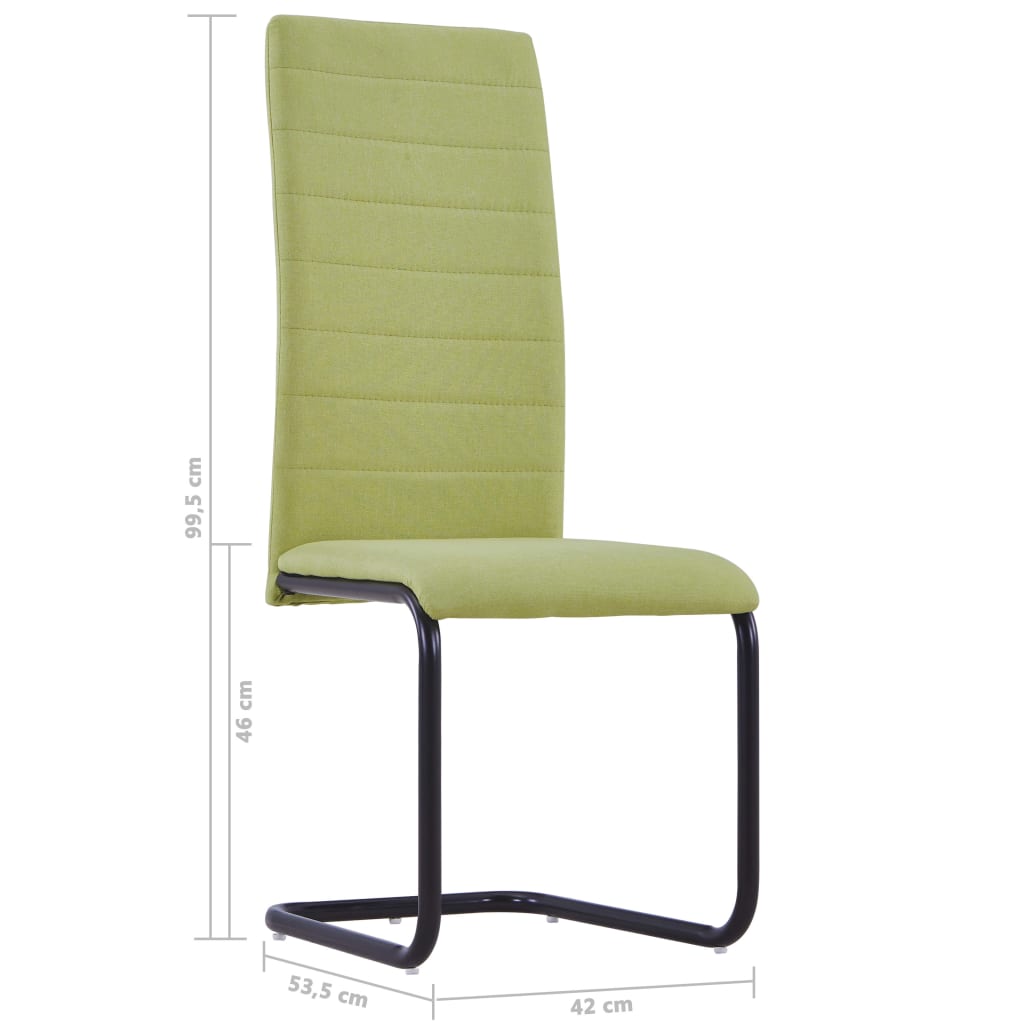 vidaXL Gembinės valgomojo kėdės, 4 vnt., žalios, audinys
