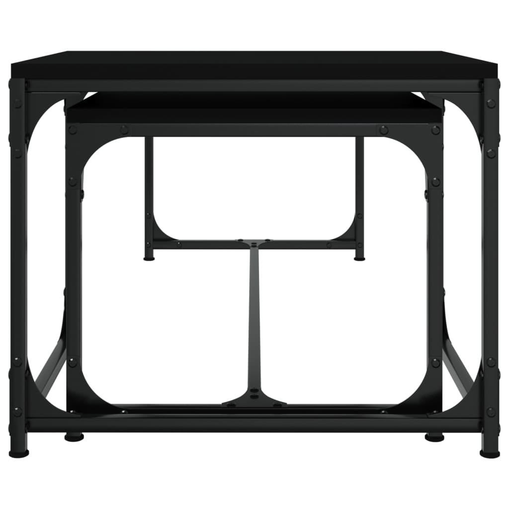vidaXL Kavos staliukai, 2vnt., juodos spalvos, apdirbta mediena