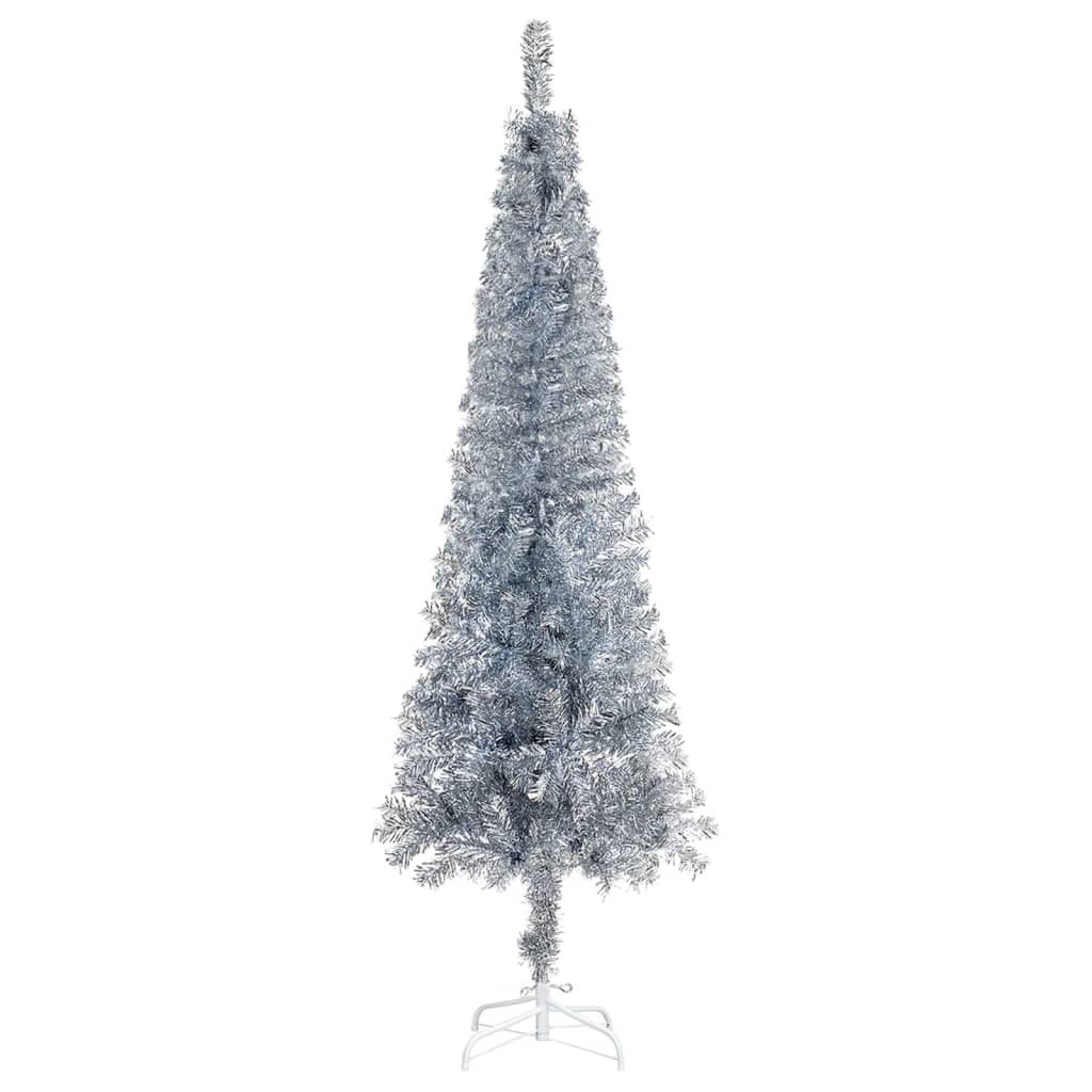 vidaXL Siauria Kalėdų eglutė, sidabrinės spalvos, 120cm