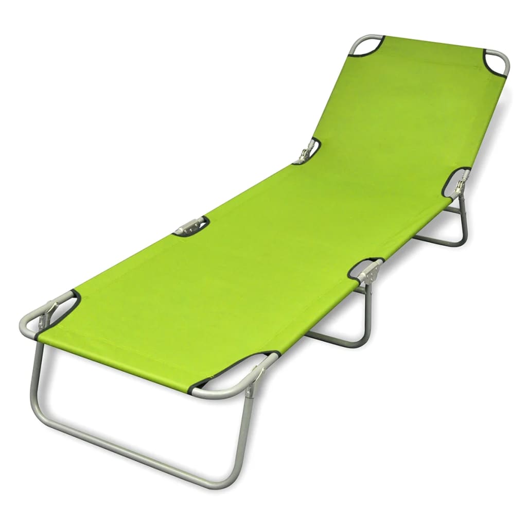 vidaXL Sulankstomas saulės gultas, plienas, žalios sp.