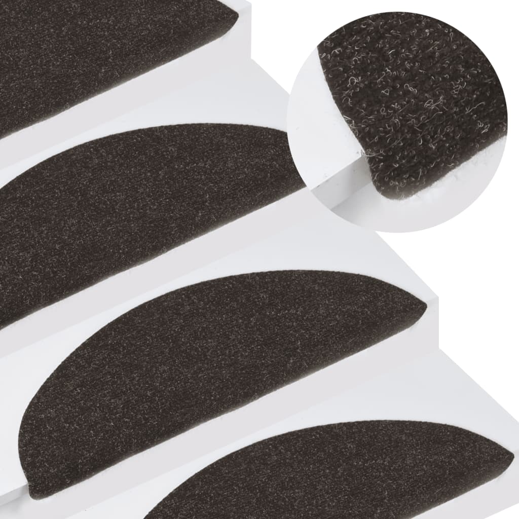 vidaXL Lipnūs laiptų kilimėliai, 10vnt., juodos spalvos, 56x17x3cm