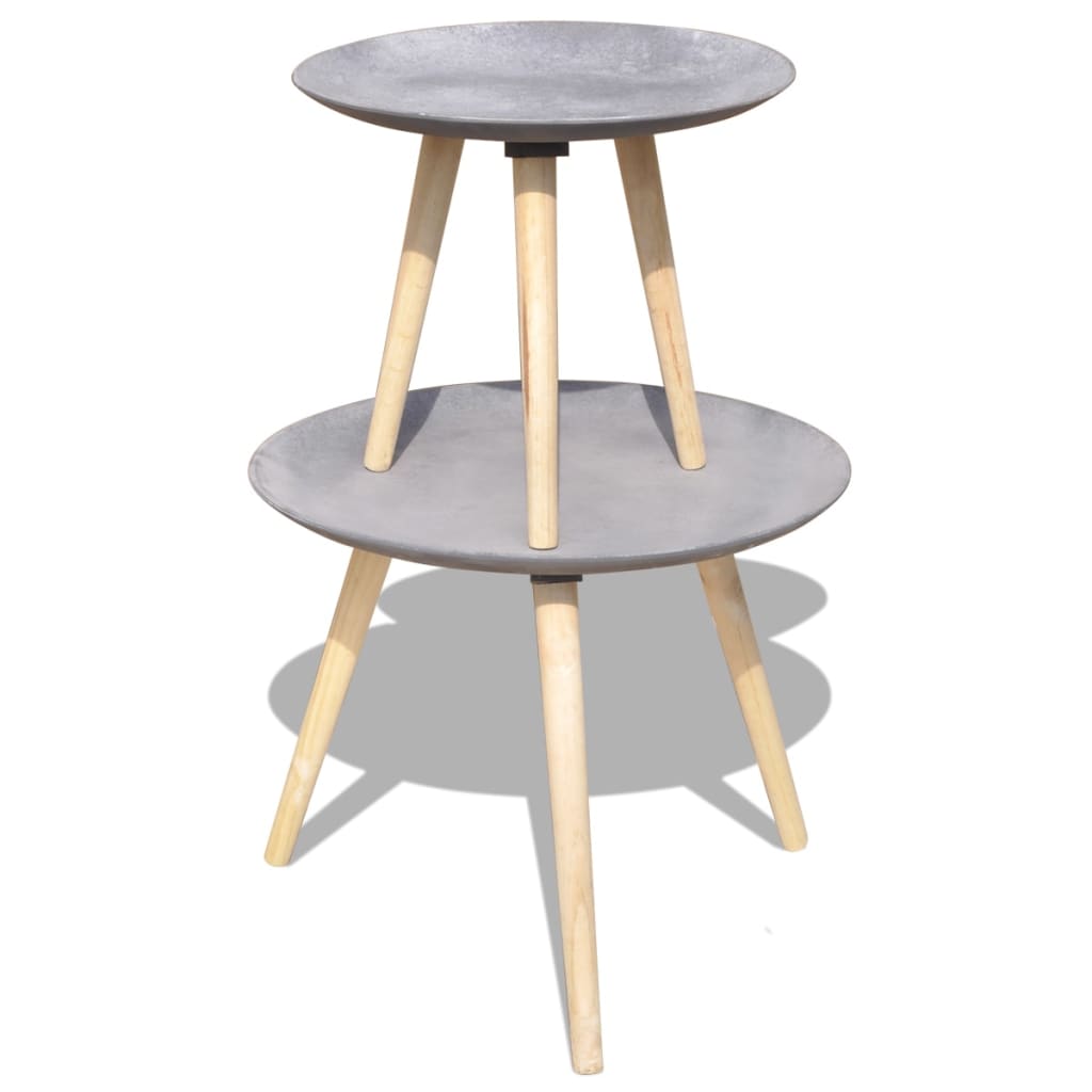 vidaXL 2 d. Kavos staliukų komplektas, 55 cm&44 cm, betono pilka sp.