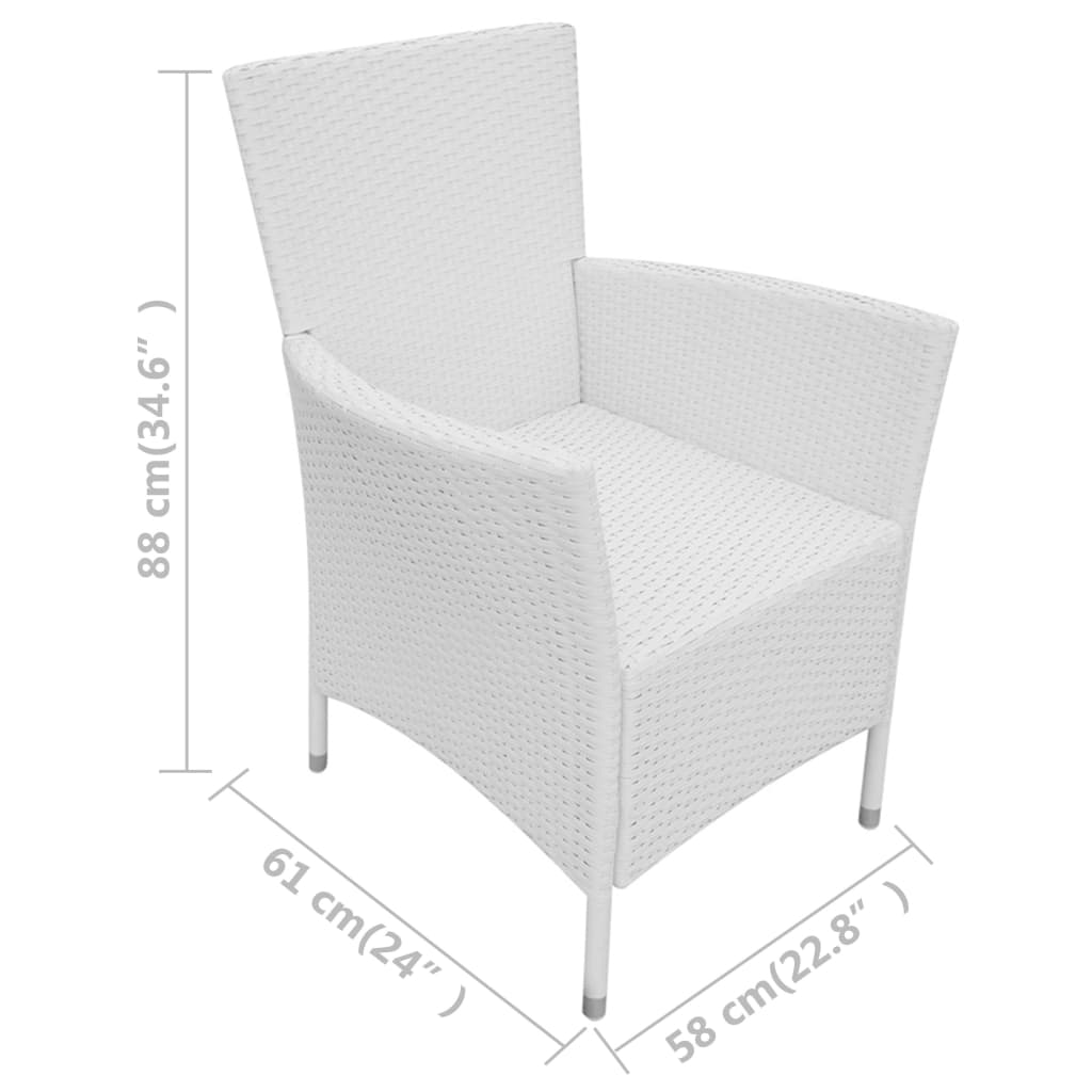 vidaXL Sodo kėdės, 2 vnt., su pagalvėl. poliratanas, kreminė ir balta