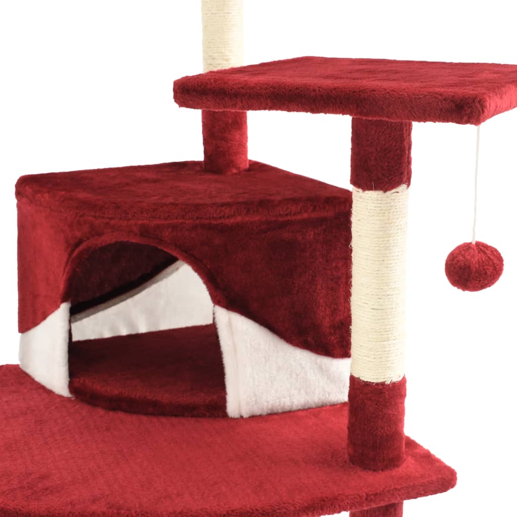 vidaXL Draskyklė katėms su stovu iš sizalio, 203cm, raudona ir balta