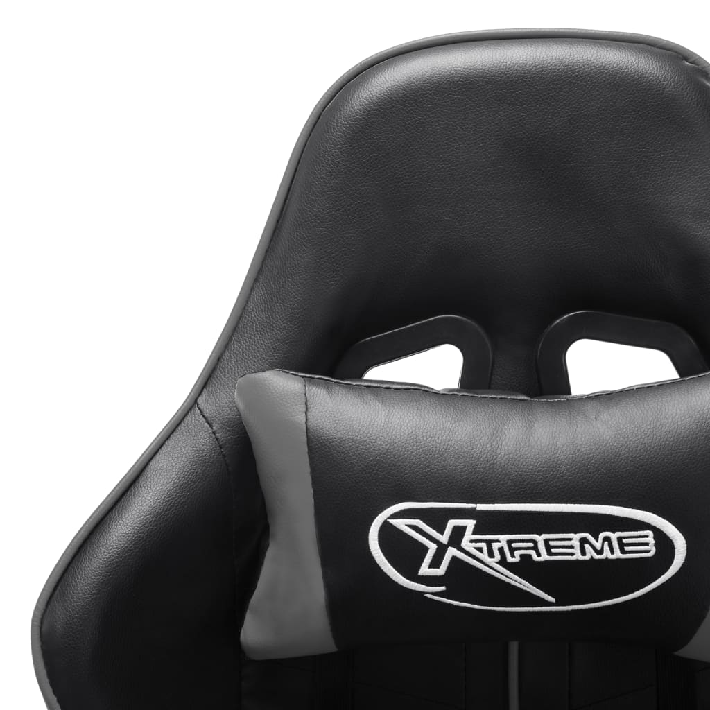 vidaXL Žaidimų kėdė su pakoja, juodos ir pilkos spalvos, dirbtinė oda