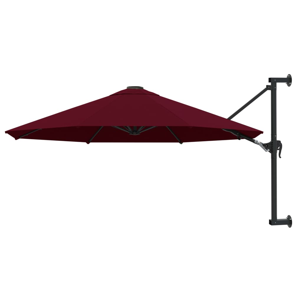 vidaXL Montuojamas skėtis su metaliniu stulpu, tamsiai raudonas, 300cm