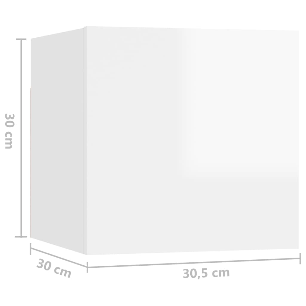 vidaXL Naktinė spintelė, baltos spalvos, 30,5x30x30cm, MDP, blizgi