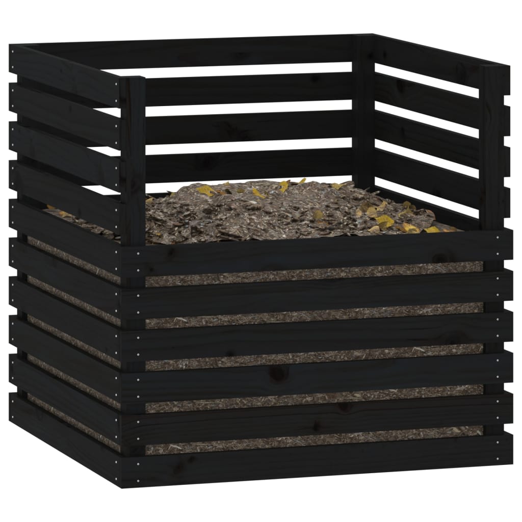 vidaXL Komposto dėžė, juoda, 80x80x78cm, pušies medienos masyvas