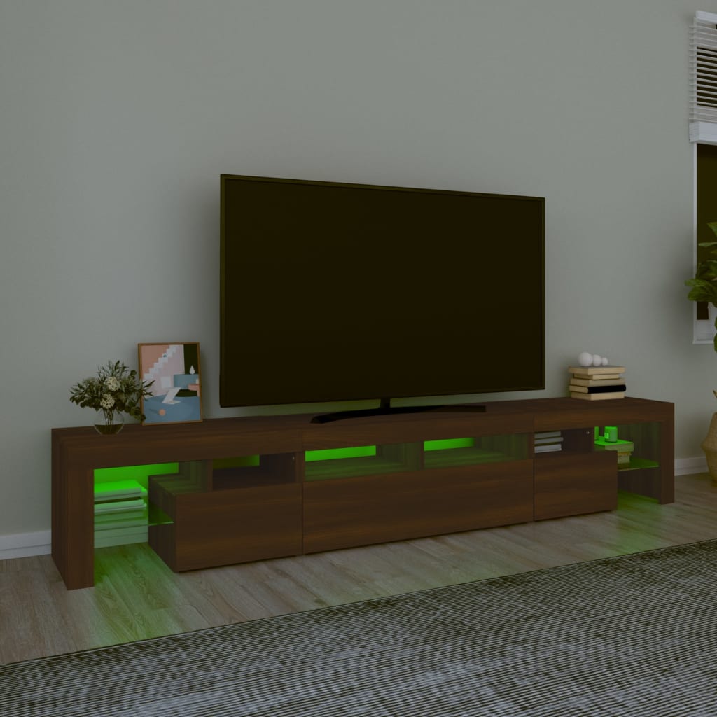 vidaXL Televizoriaus spintelė su LED, ruda ąžuolo, 230x36,5x40cm