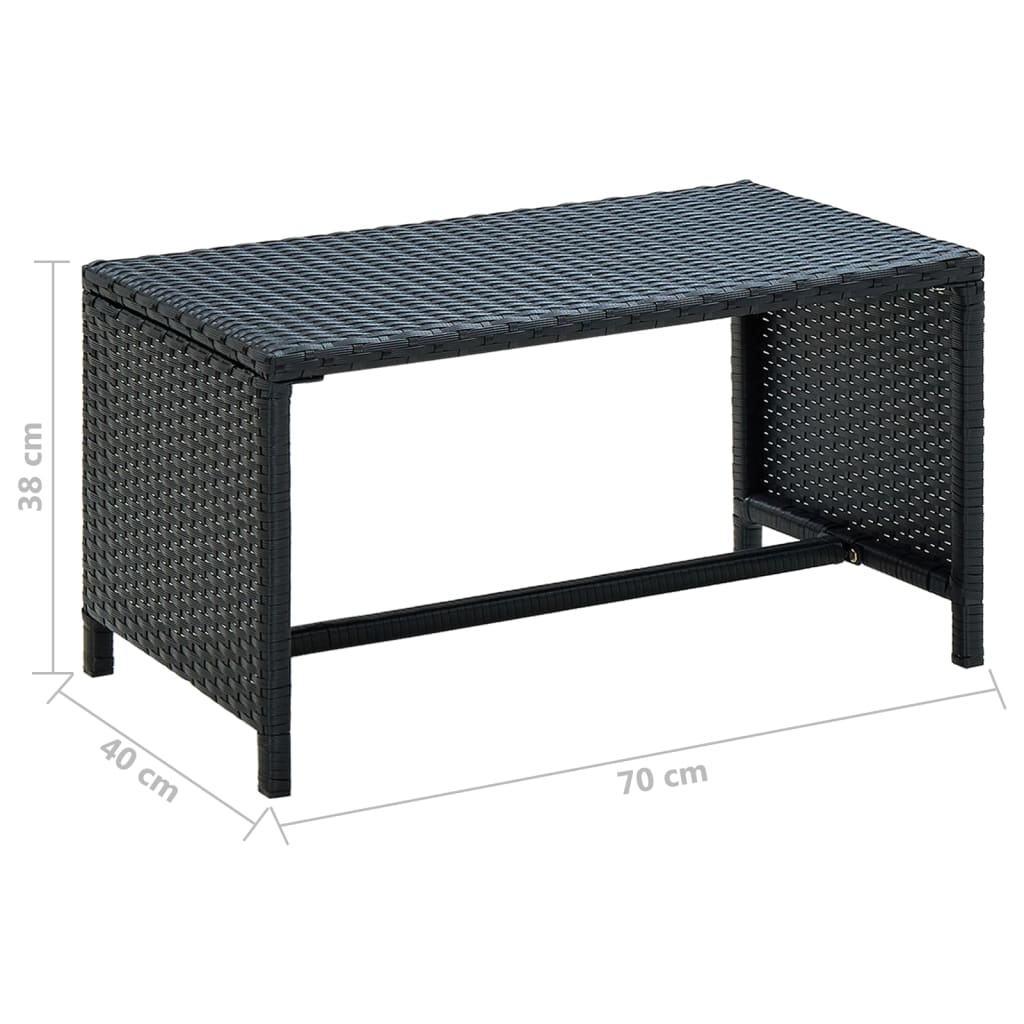 vidaXL Kavos staliukas, juodos spalvos, 70x40x38cm, poliratanas