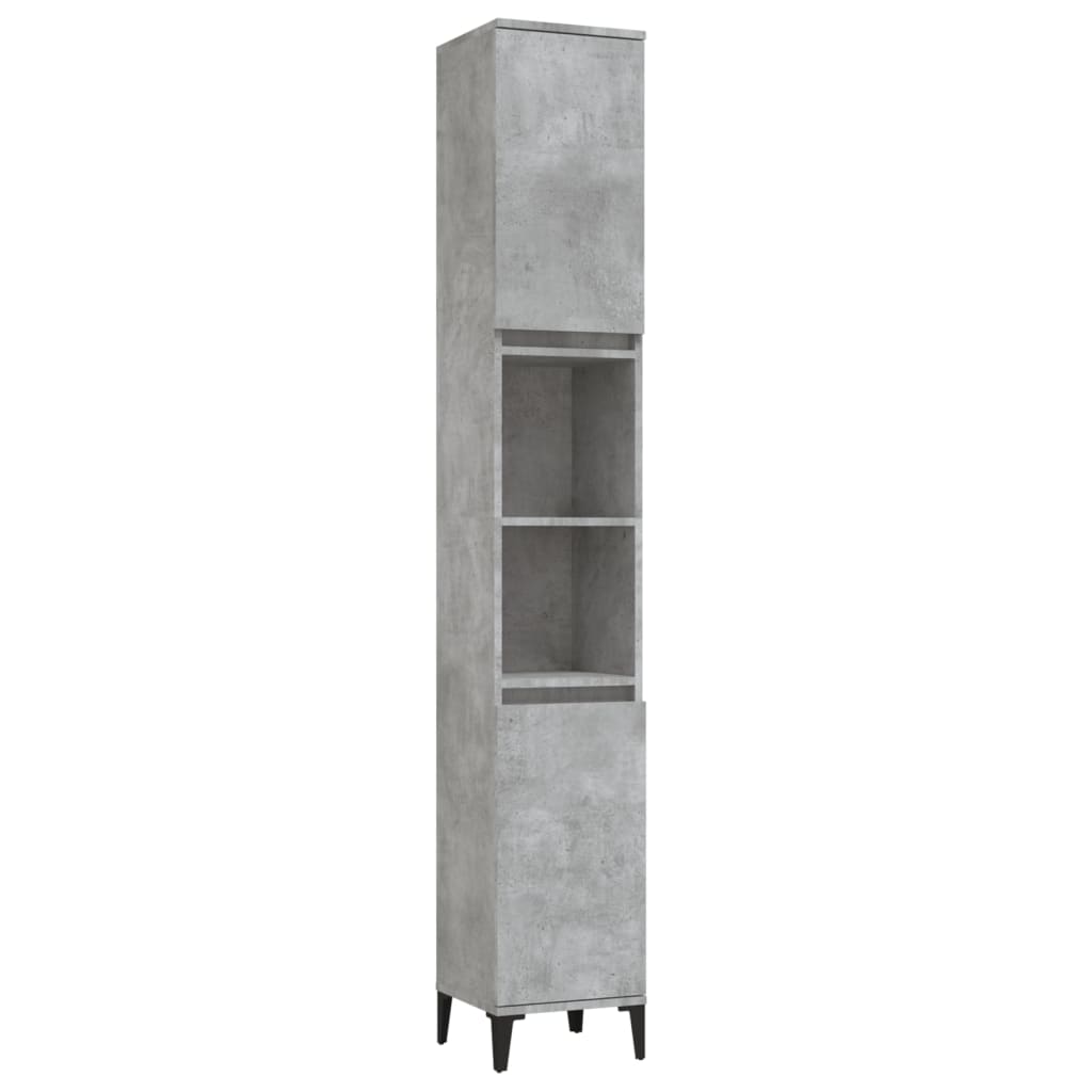 vidaXL Vonios spintelių komplektas, 3 dalių, betono pilkas, mediena