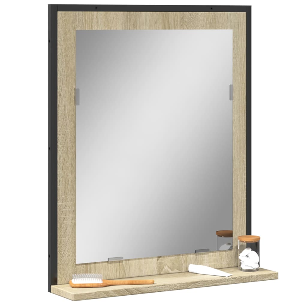 vidaXL Vonios veidrodis su lentyna, ąžuolo, 50x12x60cm, mediena