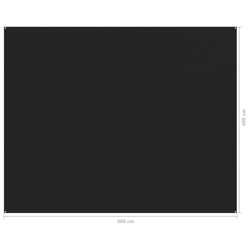 vidaXL Palapinės kilimėlis, juodos spalvos, 400x500cm