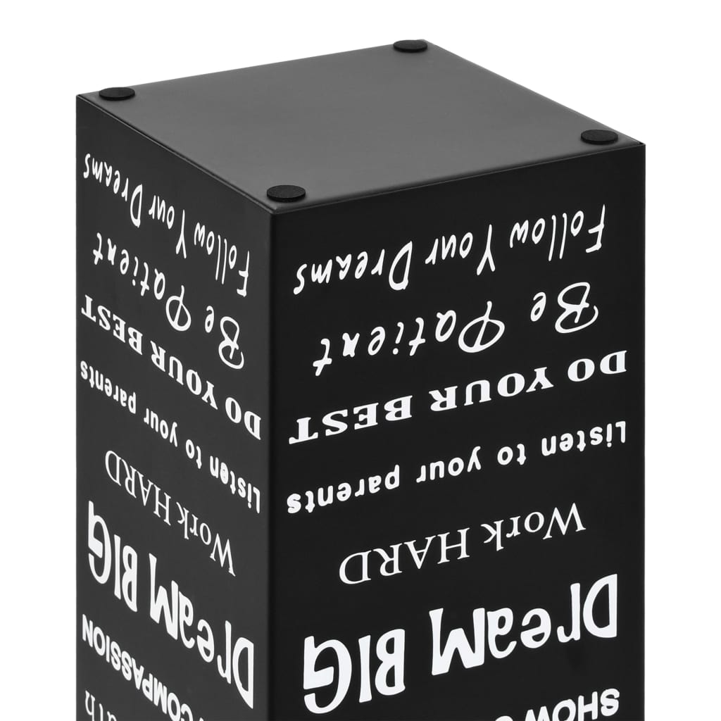 vidaXL Stovas skėčiams, su tekstu, plieninis, juodas