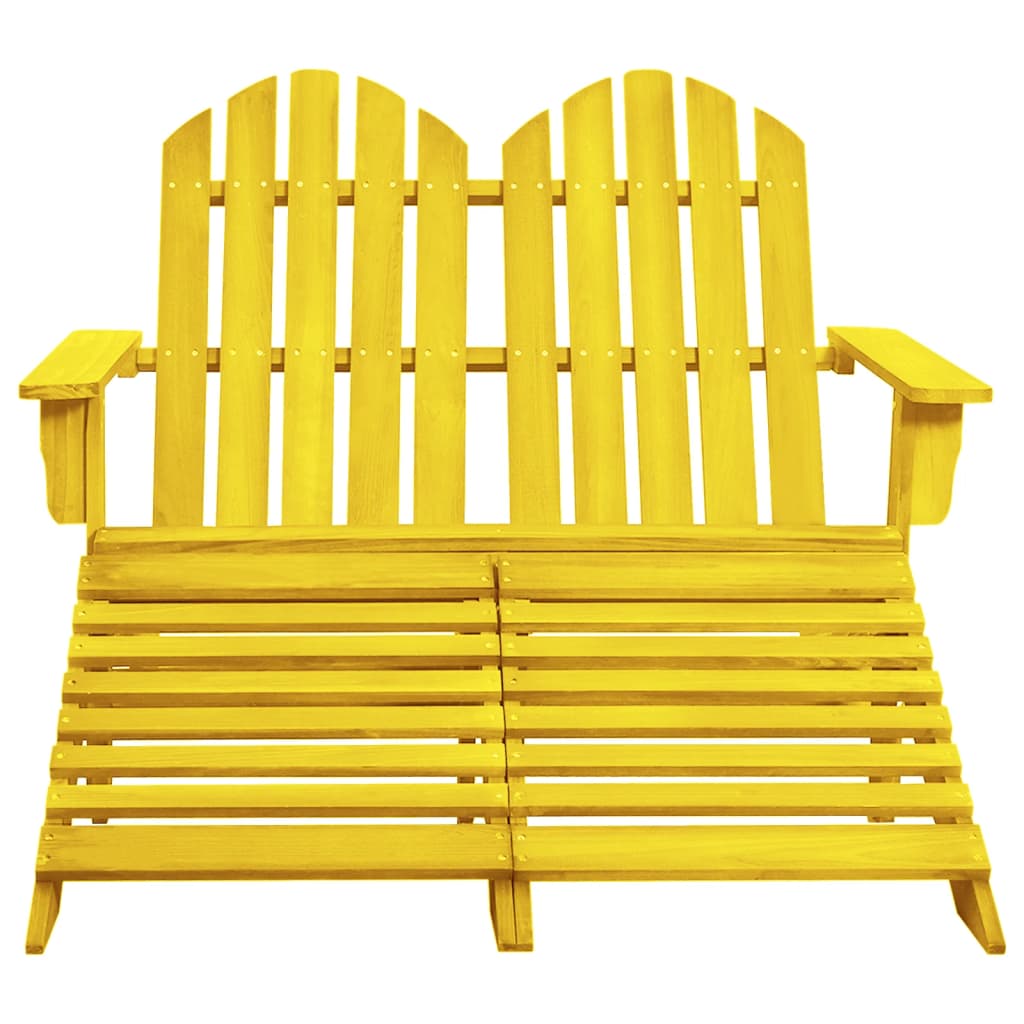 vidaXL Dvivietė sodo Adirondack kėdė ir otomanė, geltona, eglė