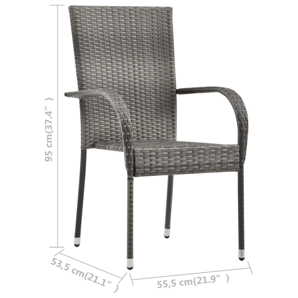 vidaXL Sudedamos lauko kėdės, 4vnt., pilkos spalvos, poliratanas