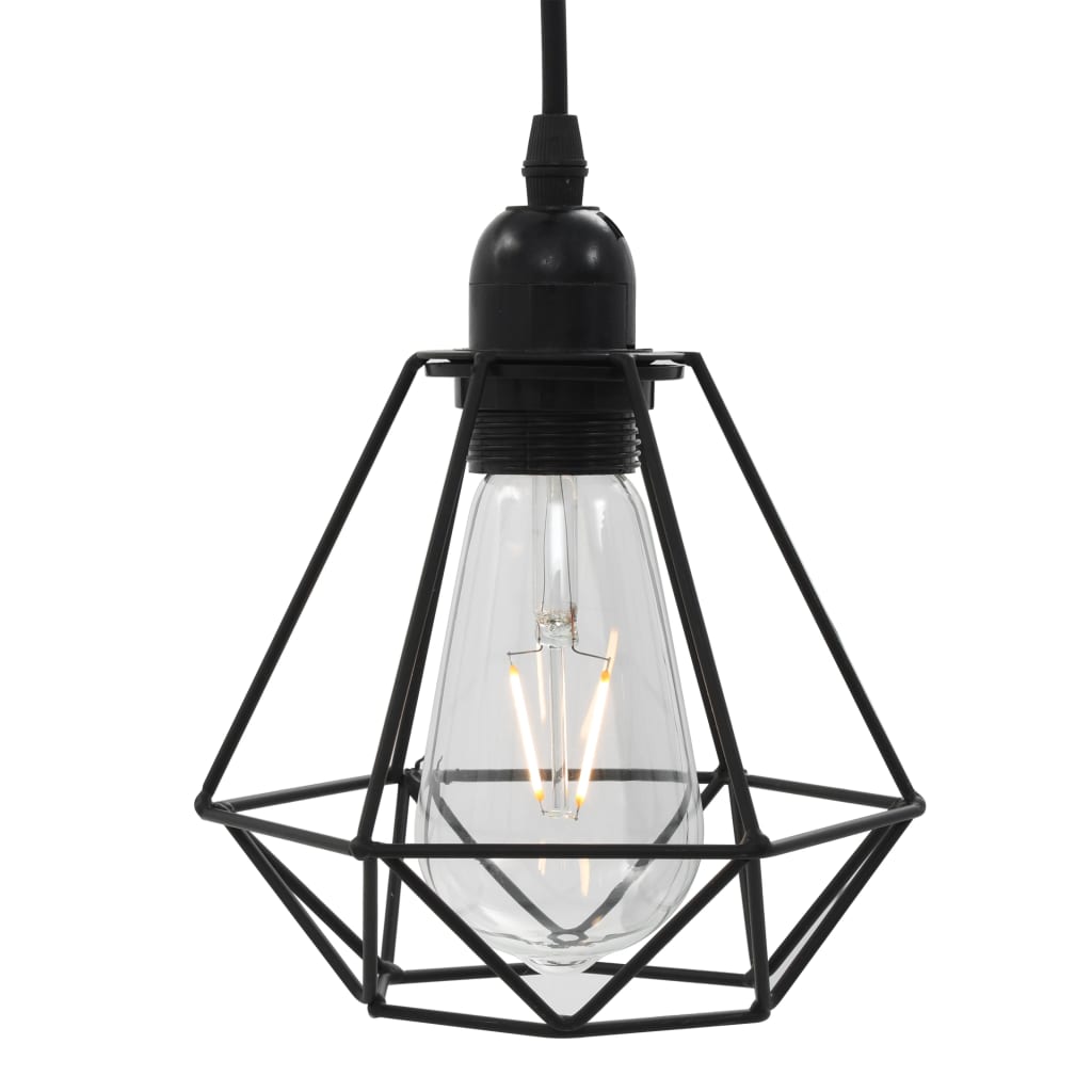 vidaXL Lubinis šviestuvas, juodas, deimantų dizaino, 3xE27 lemputės