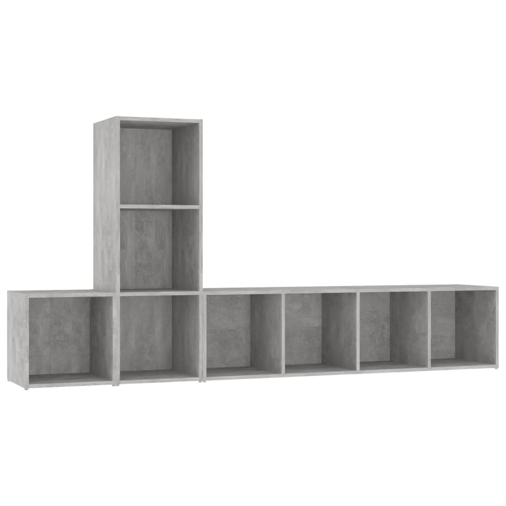 vidaXL Televizoriaus spintelių komplektas, 3 dalių, betono pilkas, MDP
