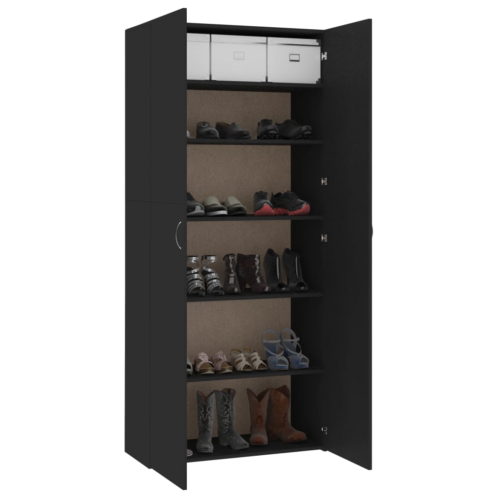 vidaXL Spintelė batams, juodos spalvos, 80x35,5x180 cm, MDP