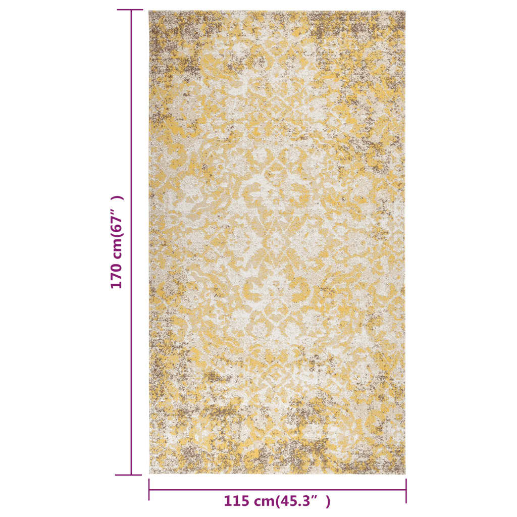 vidaXL Lauko kilimas, geltonos spalvos, 115x170cm, plokščio pynimo