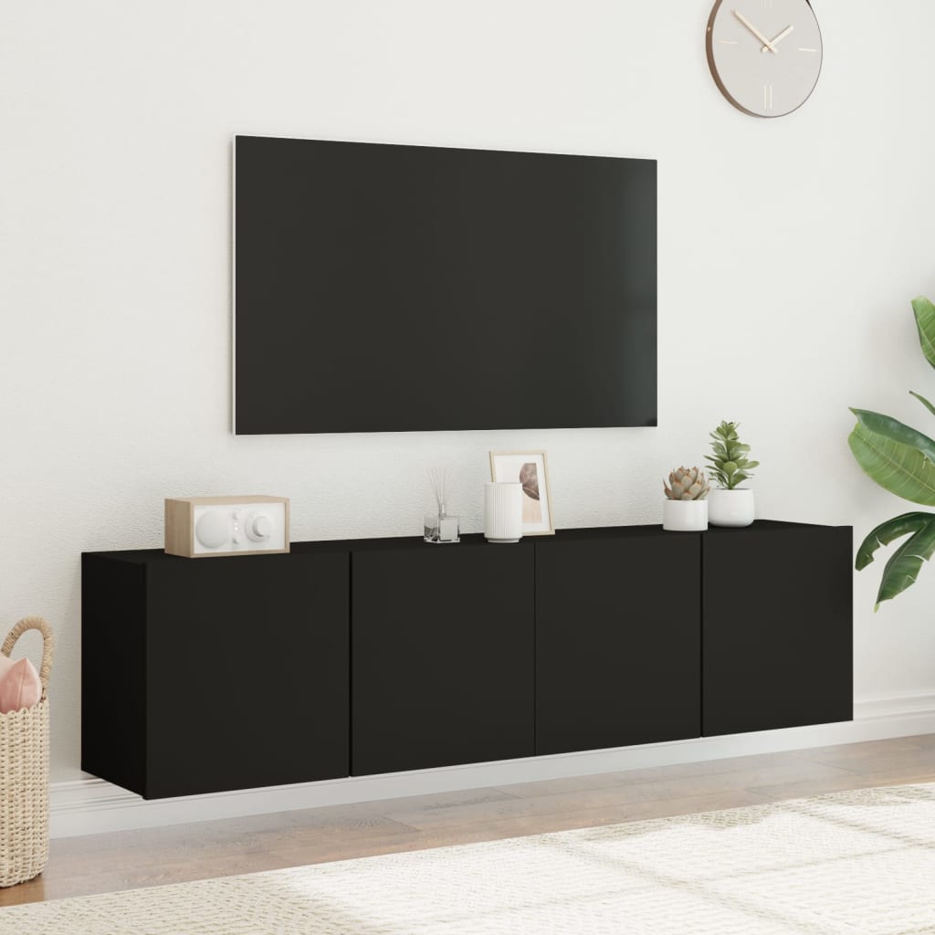 vidaXL Prie sienos montuojamos TV spintelės, 2vnt., juodos, 80x30x41cm