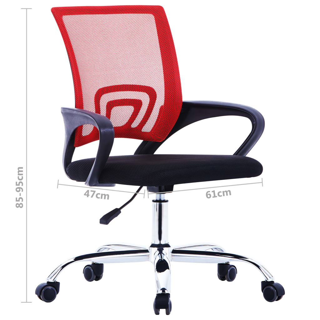 vidaXL Biuro kėdė su tinkliniu atlošu, raudonos spalvos, audinys