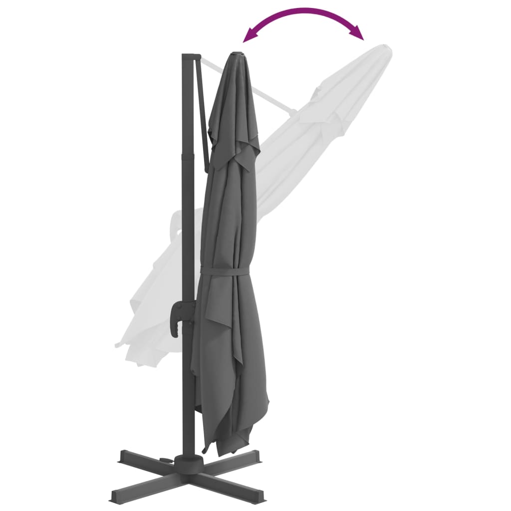 vidaXL Gembės formos skėtis su aliuminiu stulpu, antracito, 300x300cm
