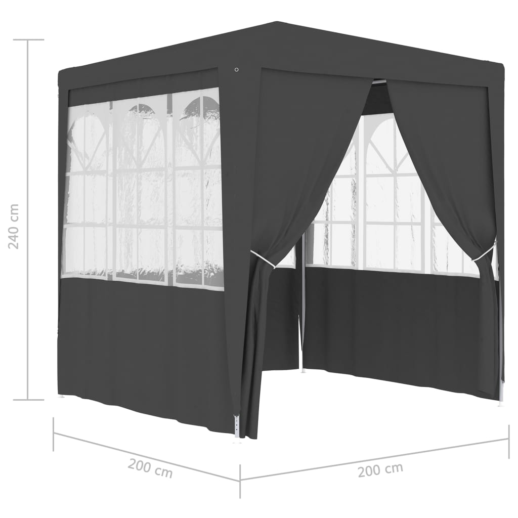 vidaXL Proginė palapinė su šoninėmis sienomis, antracito, 2x2m, 90g/m²
