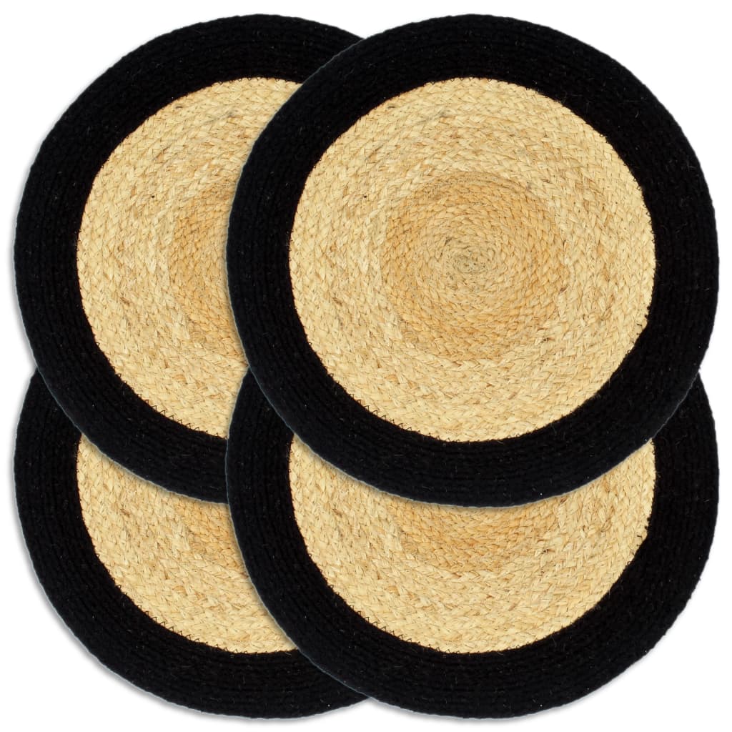 vidaXL Stalo kilimėliai, 4 vnt., natūralios ir juodos spalvų, 38cm