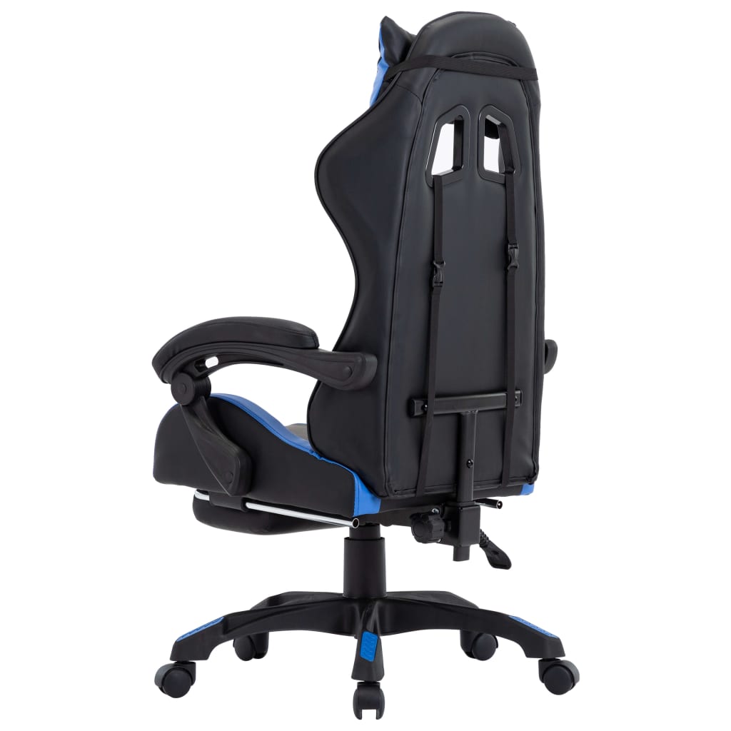 vidaXL Žaidimų kėdė su pakoja, mėlyna ir juoda, dirbtinė oda