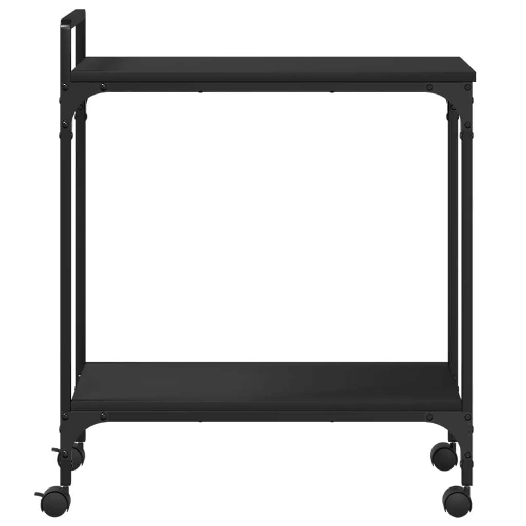 vidaXL Virtuvės vežimėlis, juodas, 60,5x31x72,5cm, apdirbta mediena