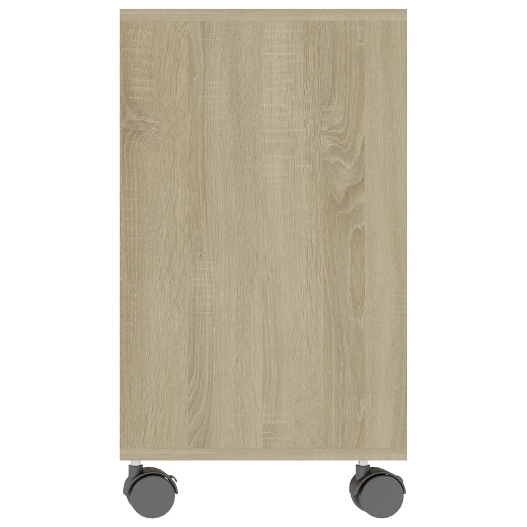vidaXL Šoninis staliukas, baltas ir ąžuolo, 70x35x55cm, mediena